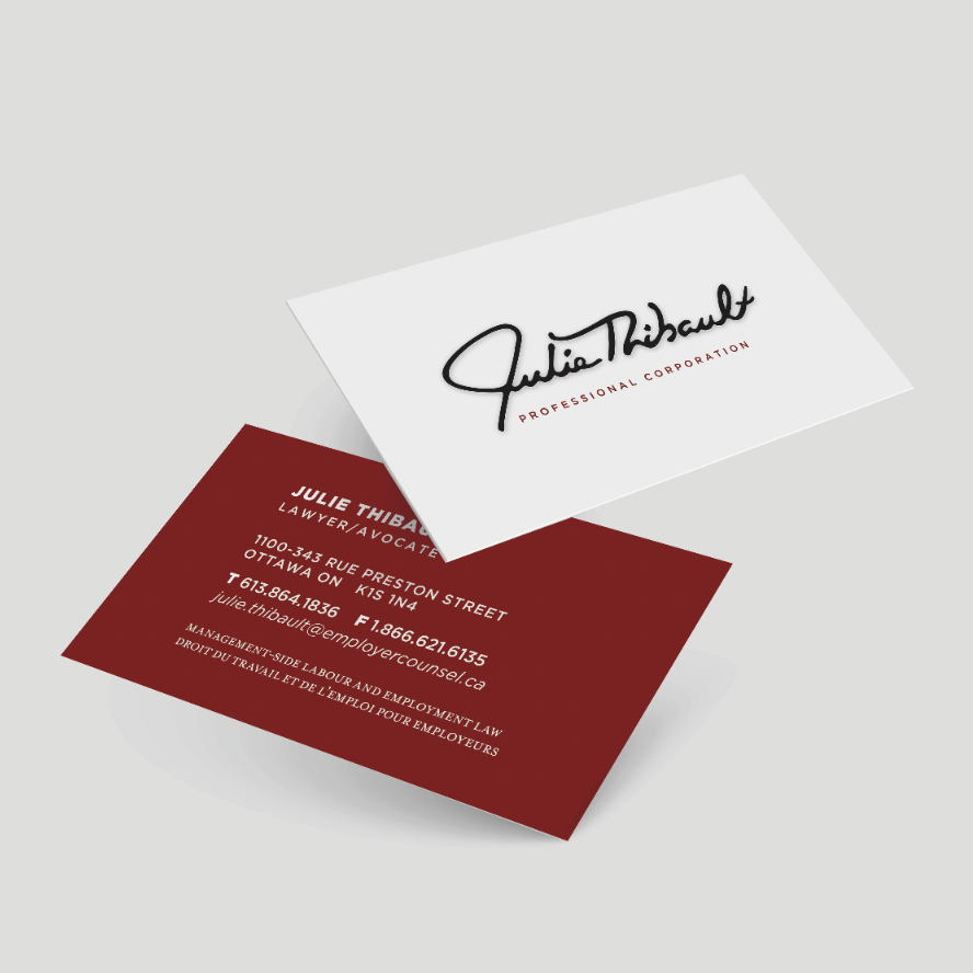 Julie Thibault business card | Brand communication tools
