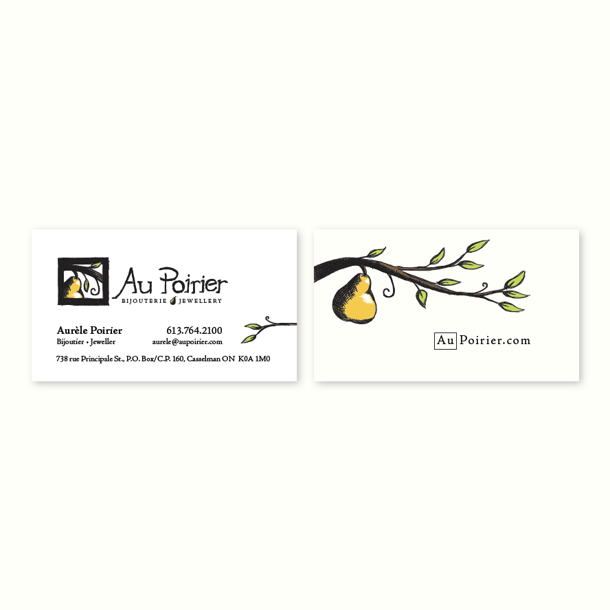 Au Poirier Bijoutier business card | Brand communication tools